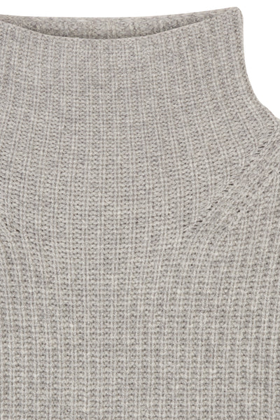 Pale Grey Lydia Thick Rib Cashmere Knit