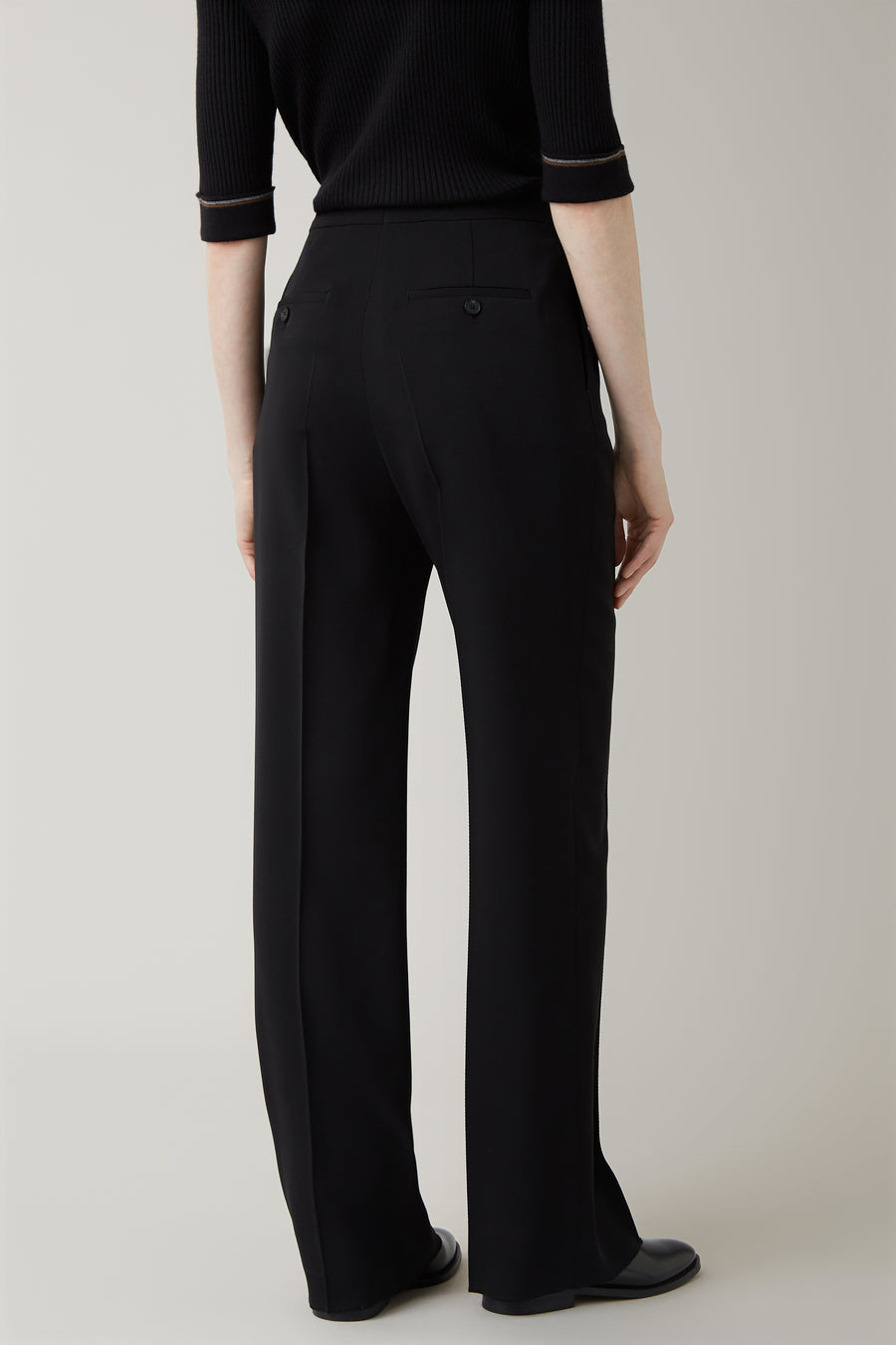 Black Gerda Structured Wool Trouser