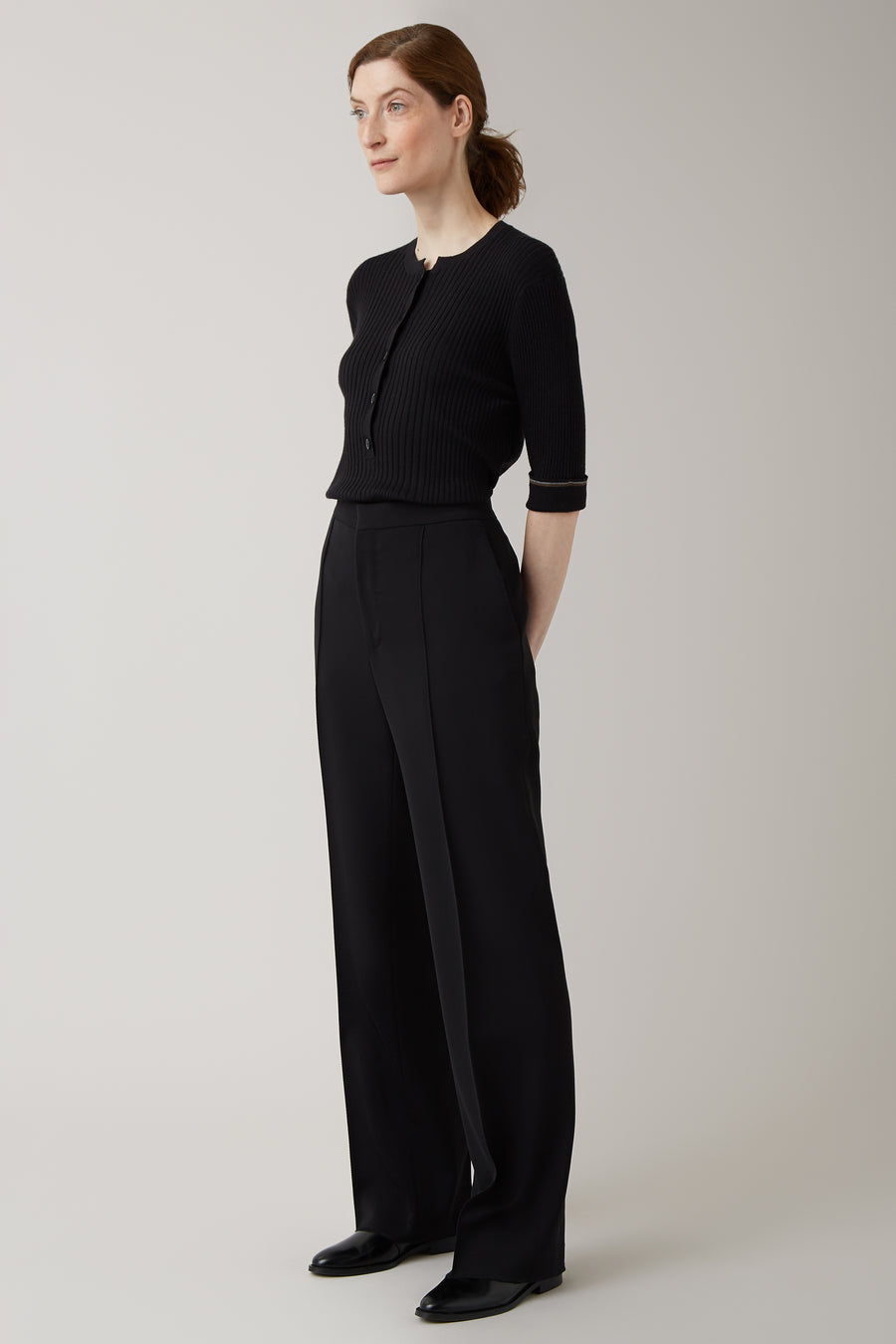 Black Gerda Structured Wool Trouser