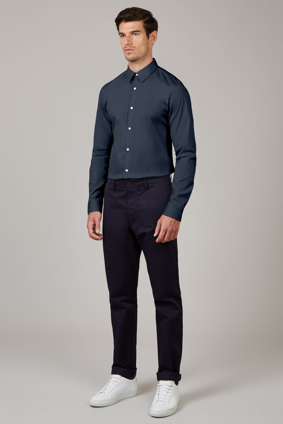 Navy Duncan Italian Poplin Shirt