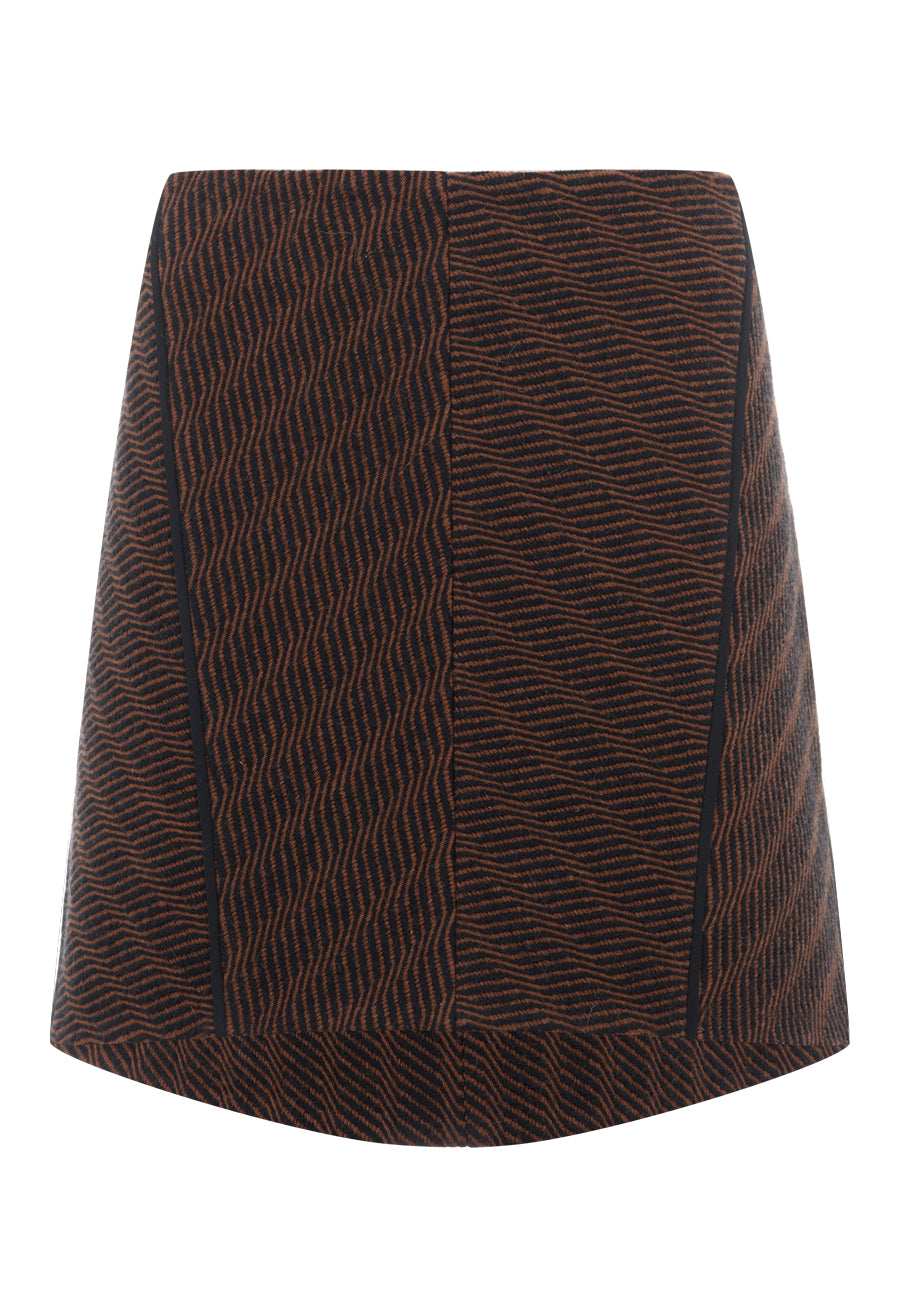 Dark Orange/Navy Animal Tweed Skirt