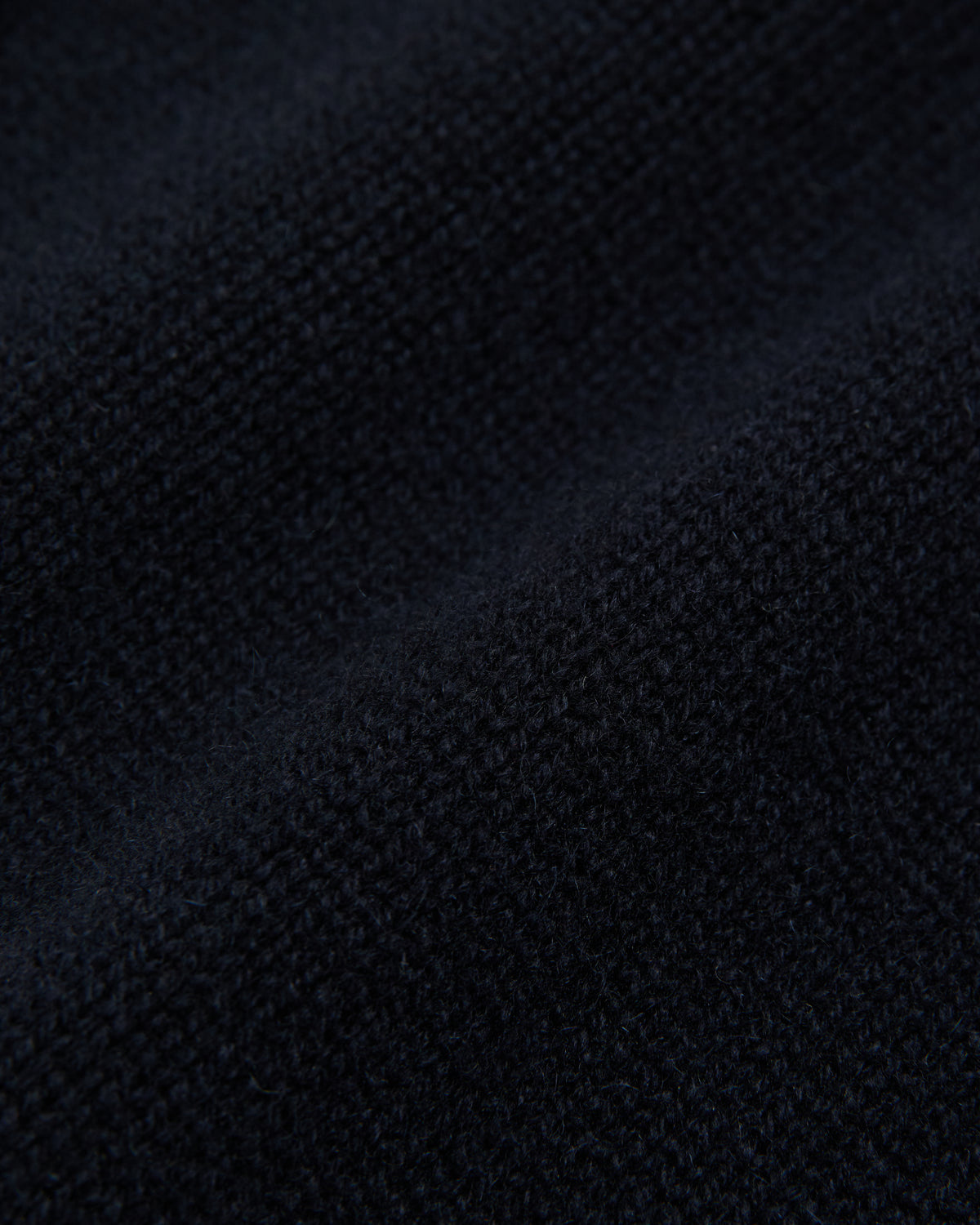 close-up of the navy cropped cardigan knit fabric