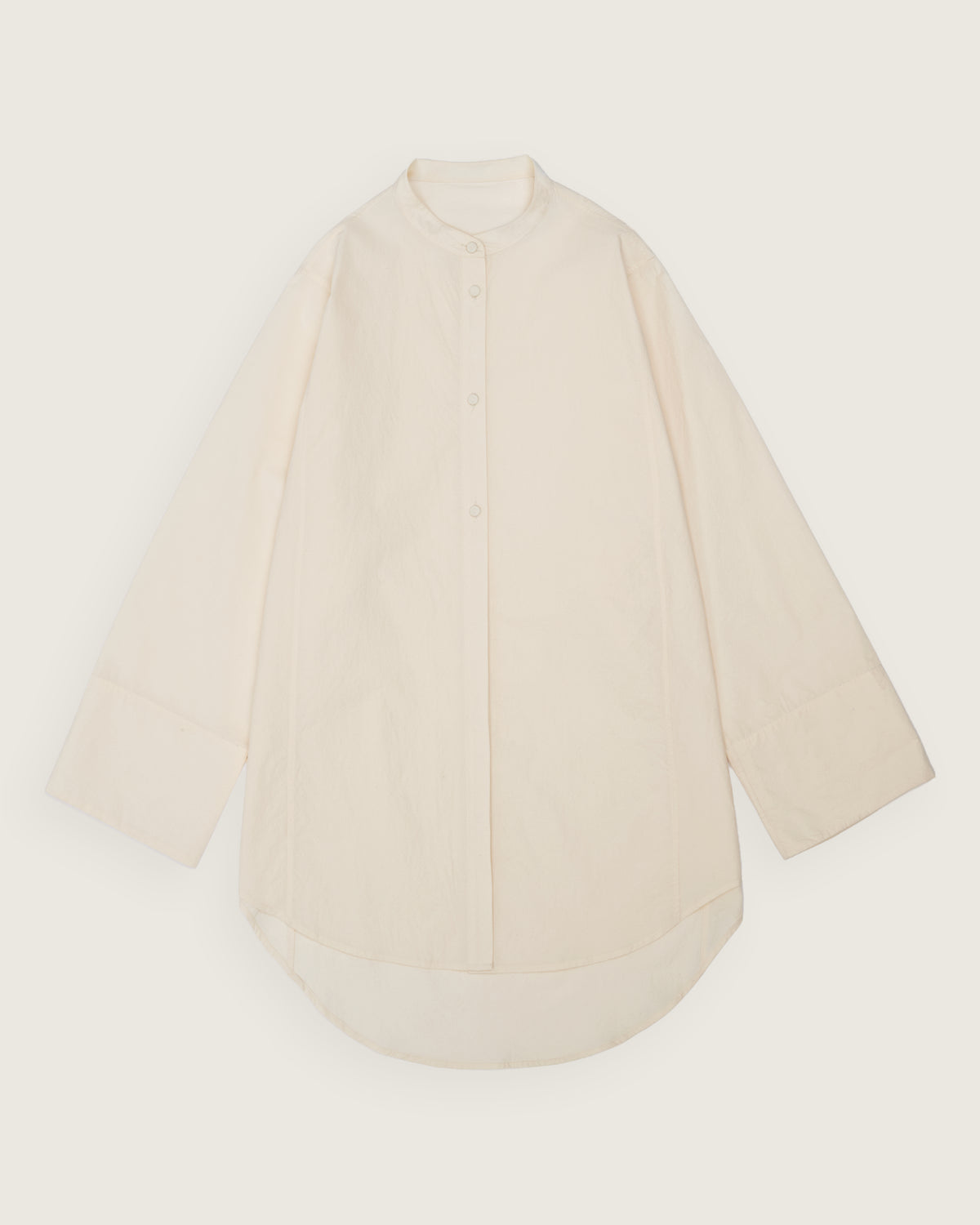flat lay of the ecru tunic overshirt
