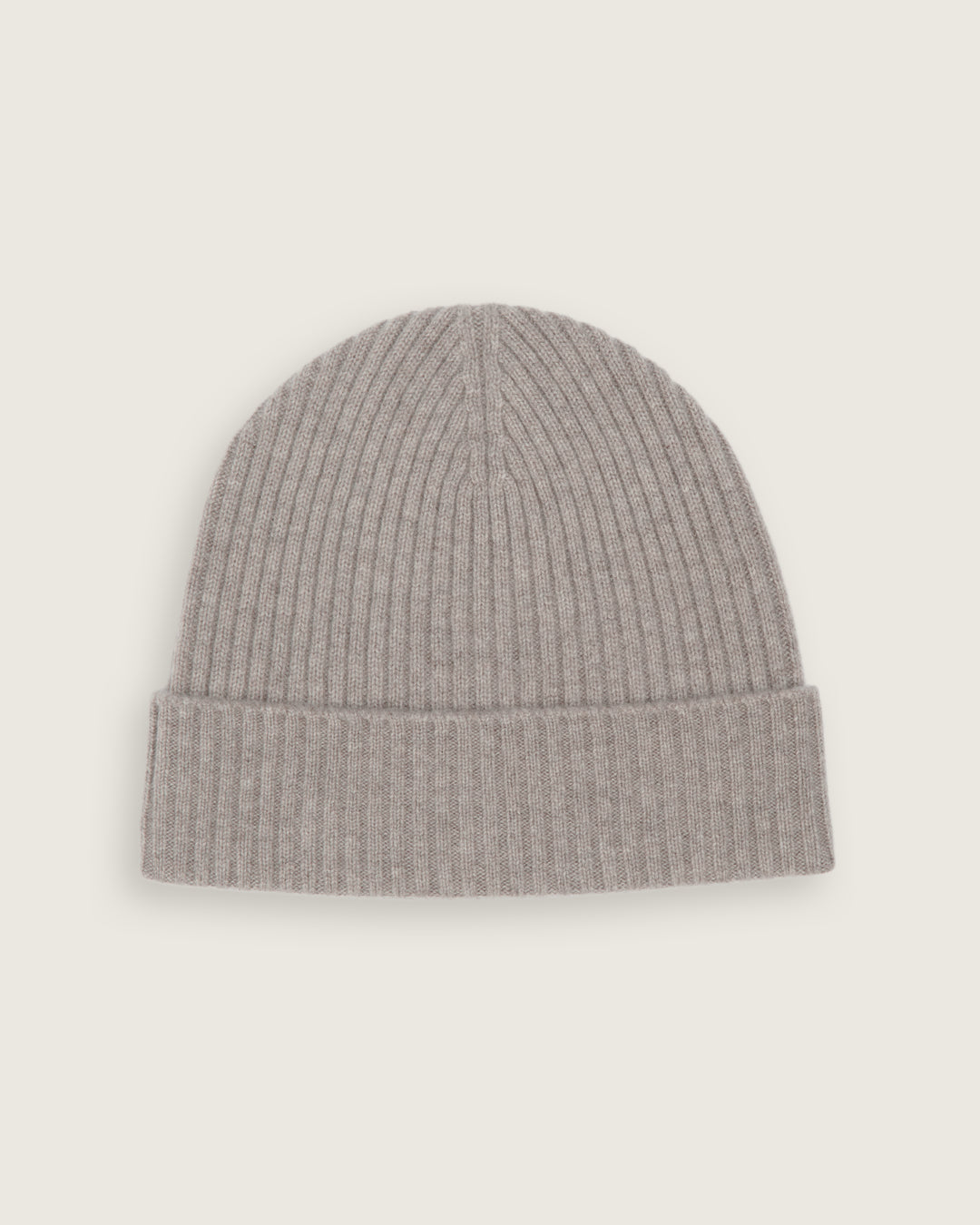 flat lay of the natural ribbed beanie