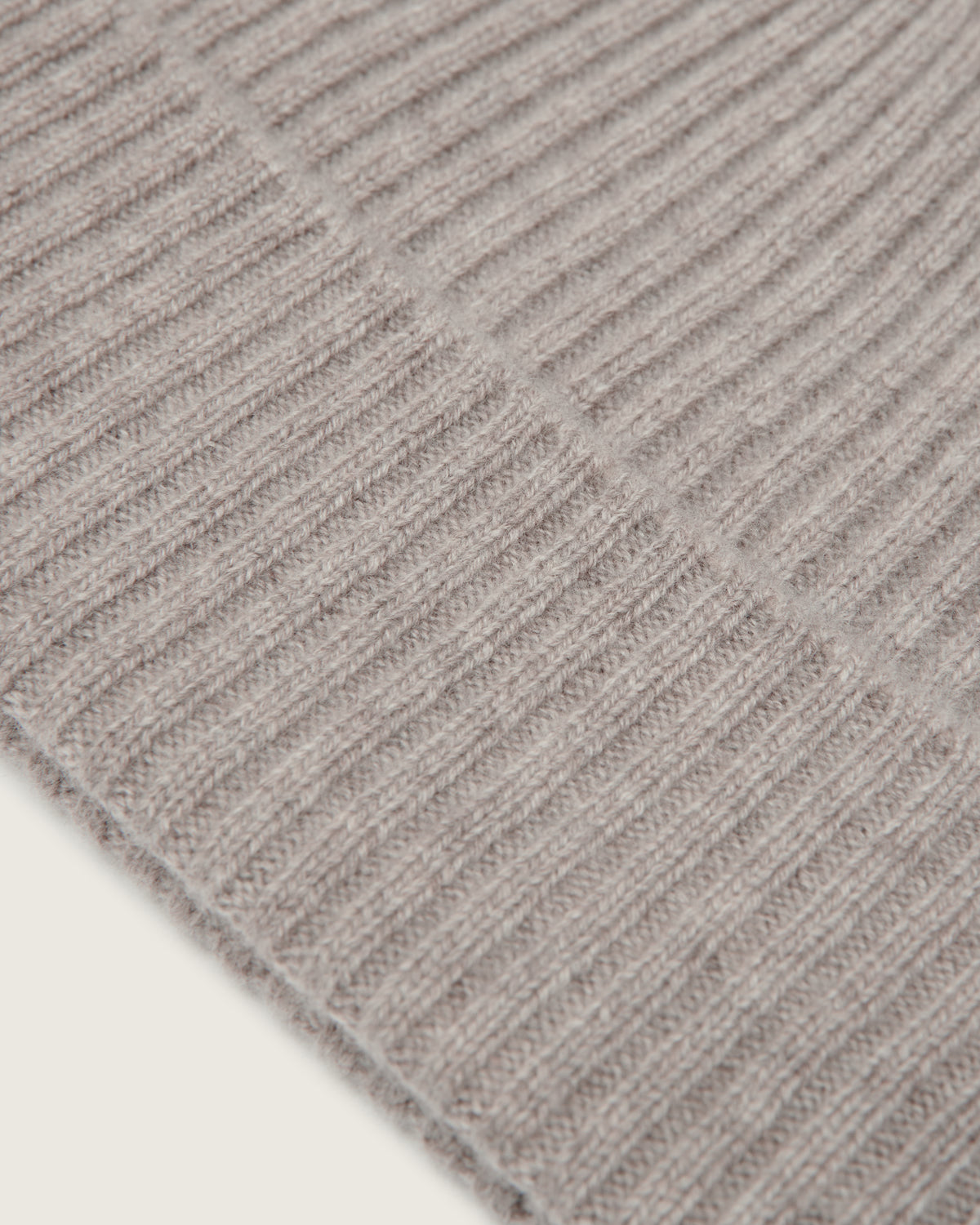 close-up of the natural ribbed beanie knit fabric