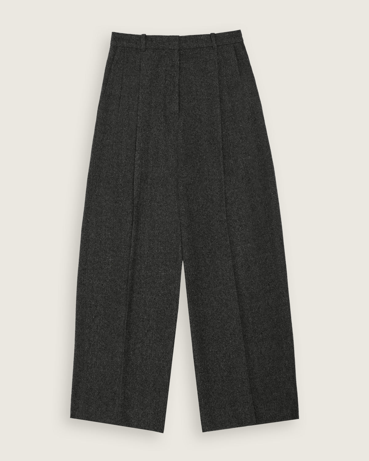 flat lay of the dark grey wide leg pant