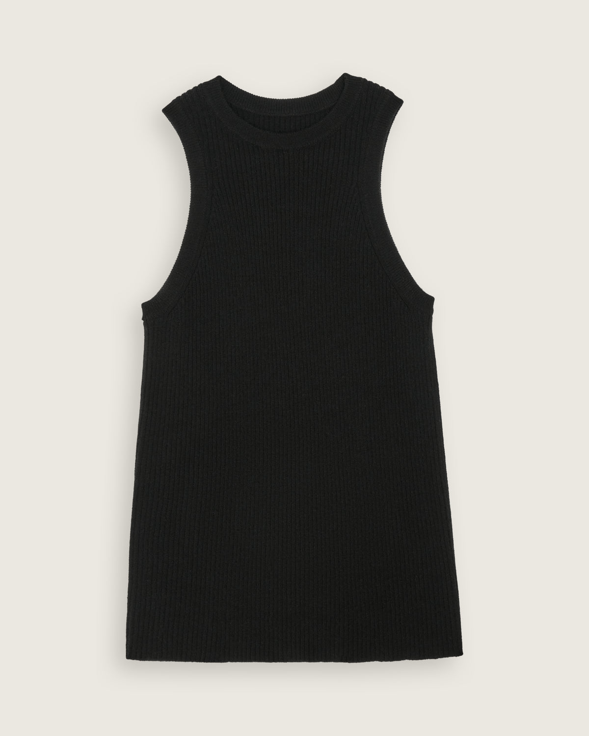flat lay of the black ribbed racer vest
