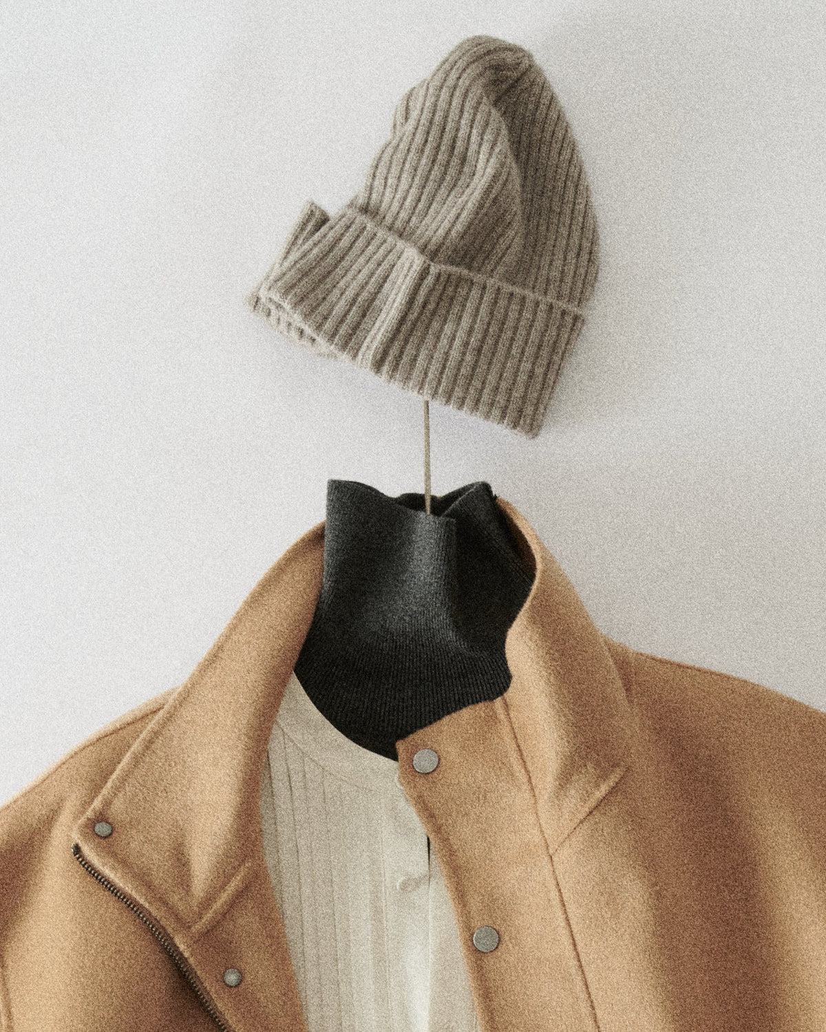 Cashmere Knitted Rib Beanie