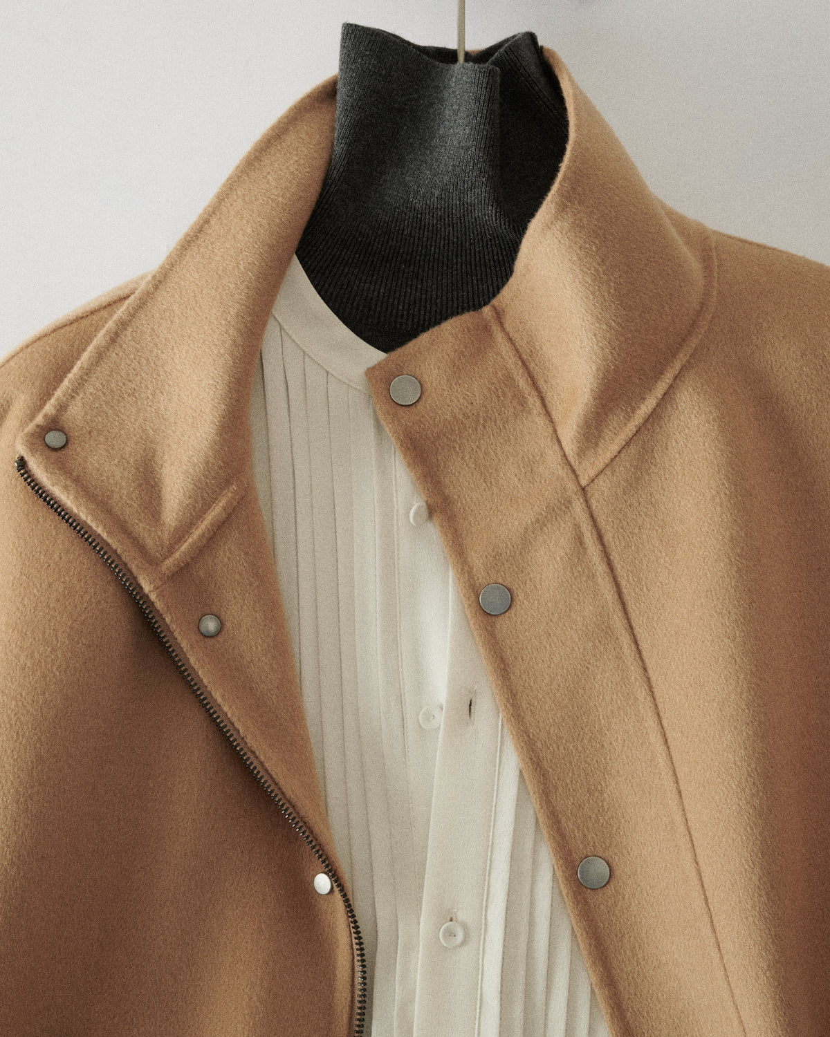close-up of bomber collar styled on a hanger