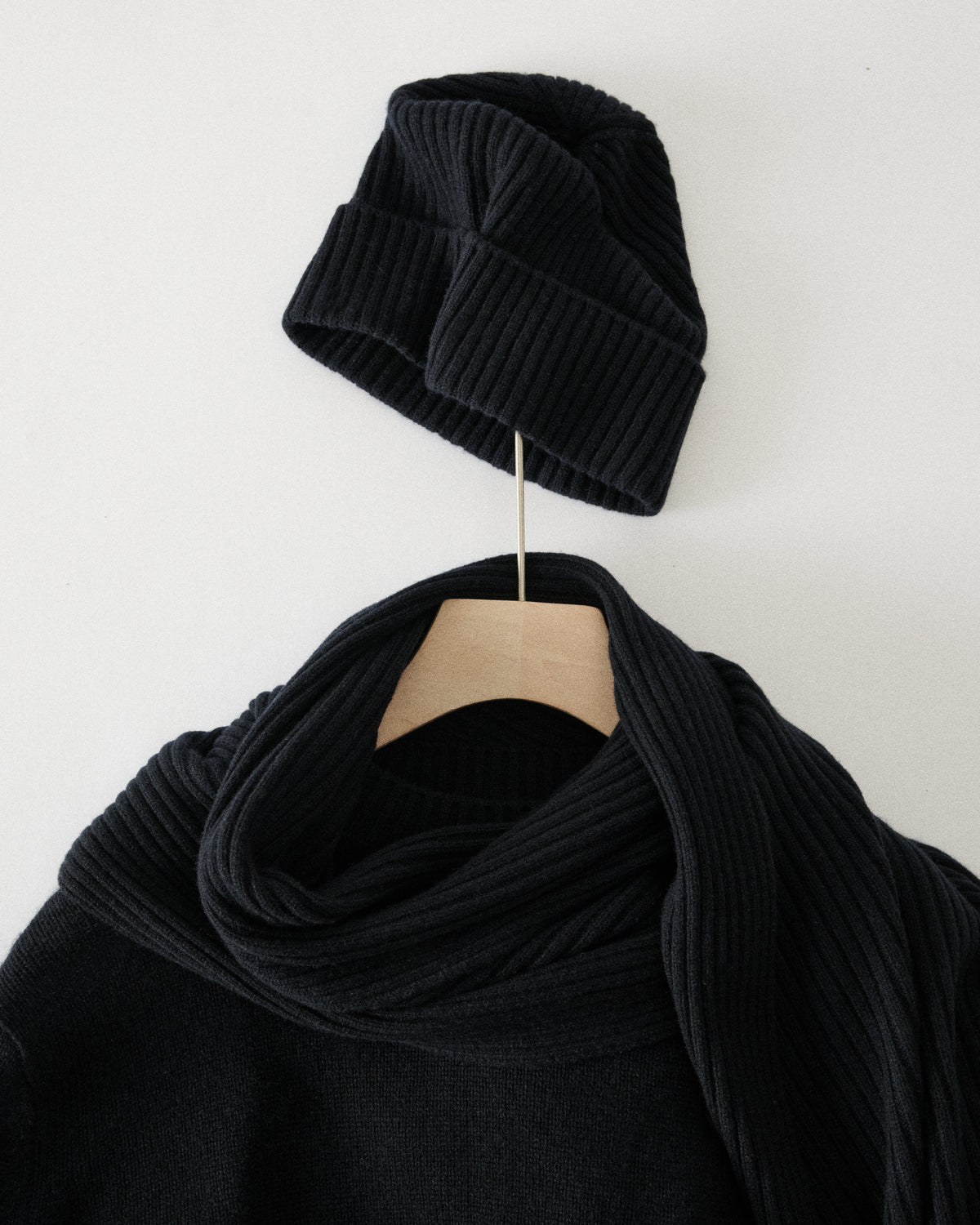 Cashmere Knitted Rib Beanie