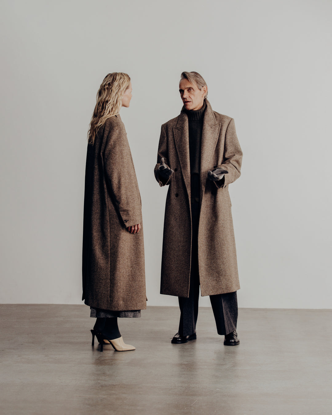 man and woman together, crombie coat
