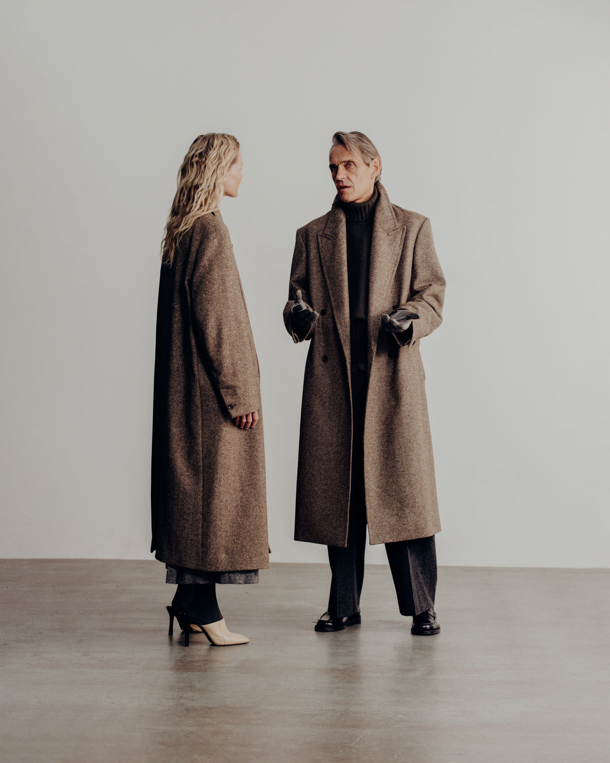 man and woman together, crombie coat
