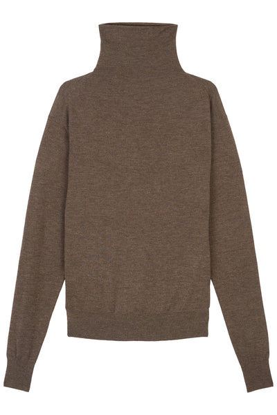 Pecan Melange Kaya Roll Neck Cashmere Knit