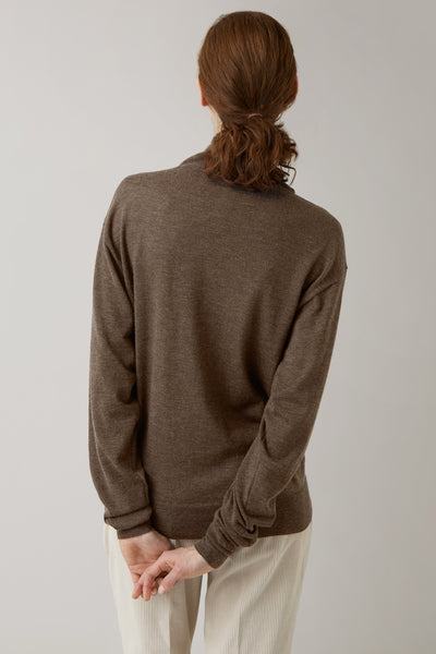 Pecan Melange Kaya Roll Neck Cashmere Knit