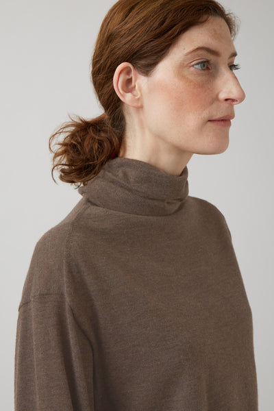 Pecan Melange Kaya Roll Neck Cashmere Knit