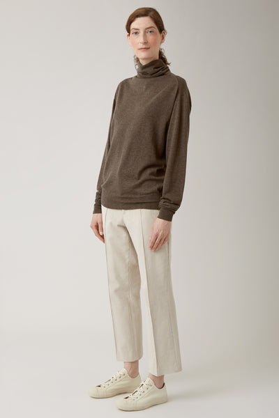 Pecan Melange Kaya Roll Neck Cashmere Knit