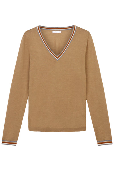 Caramel Freja V-Neck Tipped Sweater
