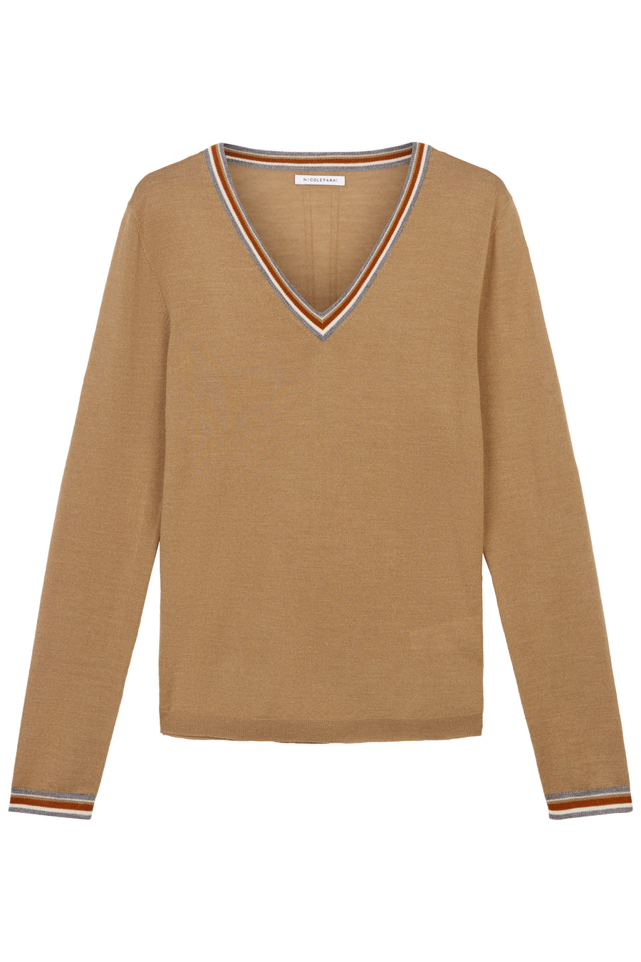 Caramel Freja V-Neck Tipped Sweater