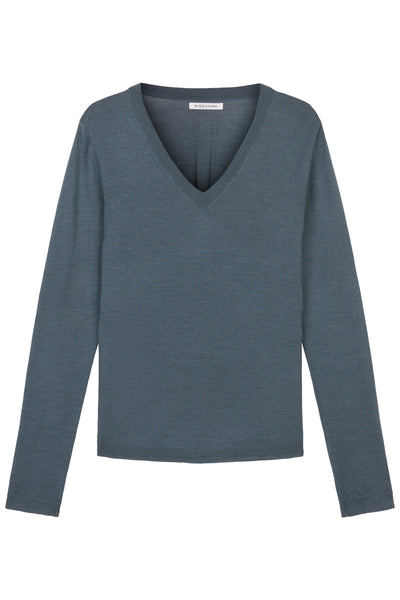 Dark Steel Freja V-Neck Tipped Sweater