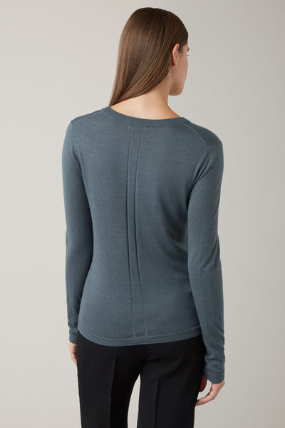 Dark Steel Freja V-Neck Tipped Sweater
