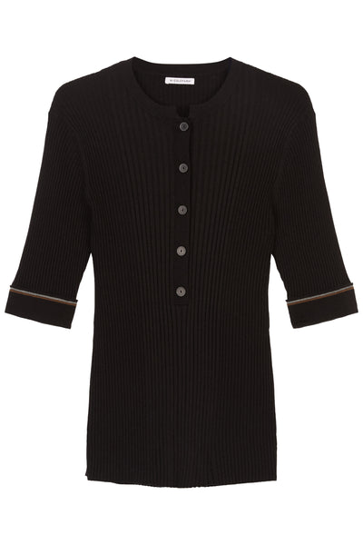 Black Ellen Rib 3/4 Sleeve Knit