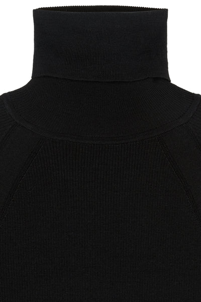 Black Ada Merino Skinny Rib Roll Neck