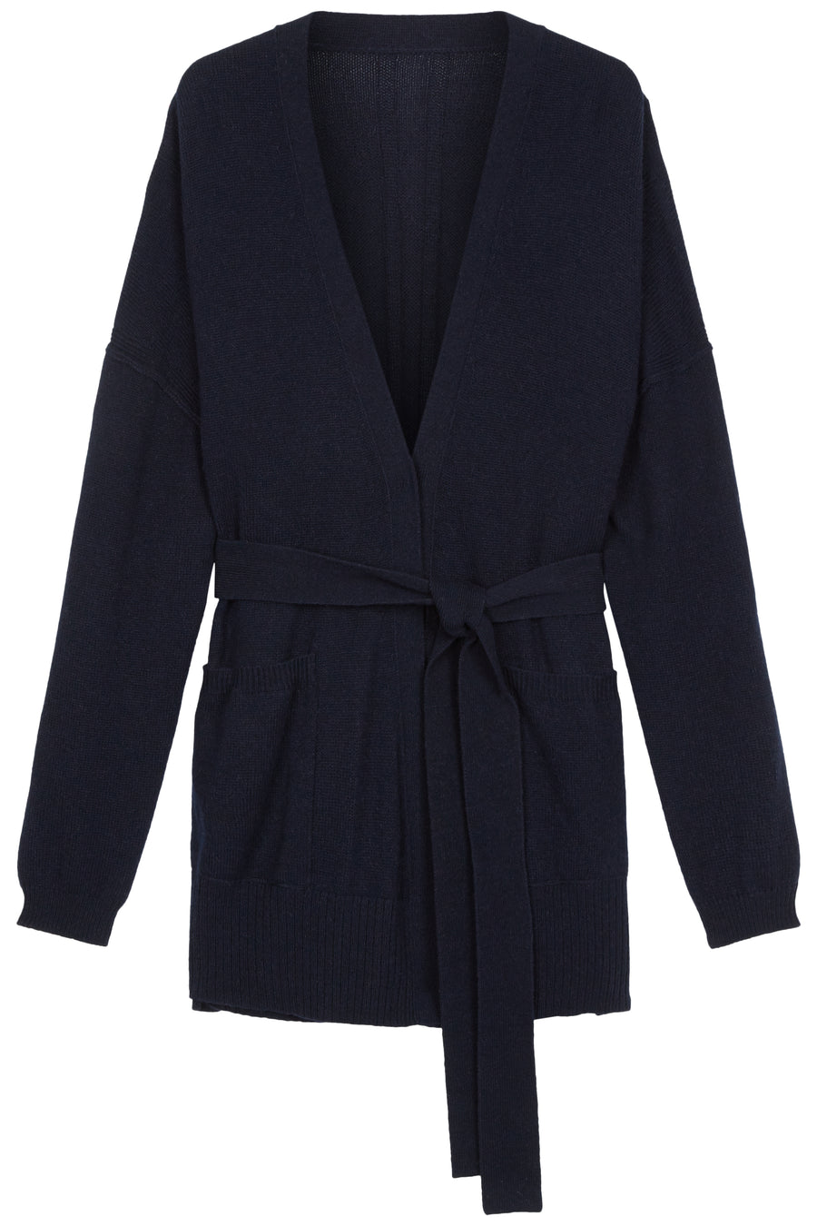 Tie Belt Black Belted Cardigan Sweater Ink Lena Wool Tie Waist