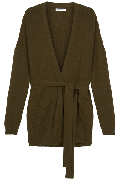 Olive Lena Wool Tie Waist Cardigan