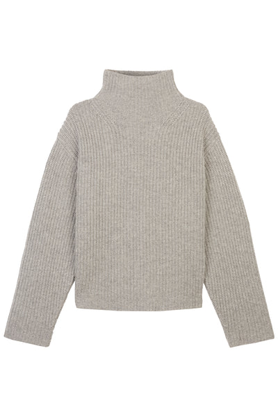 Pale Grey Lydia Thick Rib Cashmere Knit