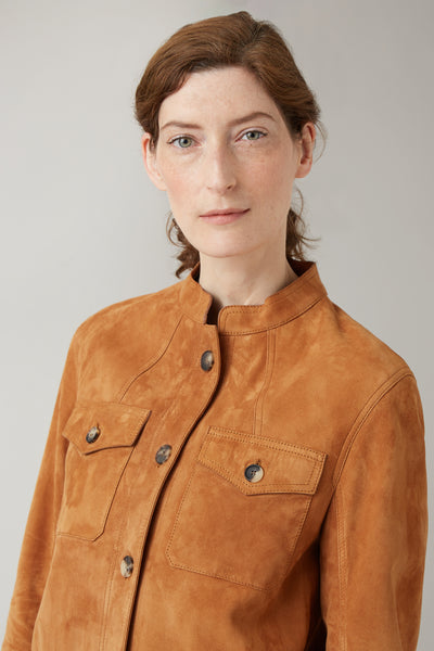 Tan Amber Suede Shirt Jacket