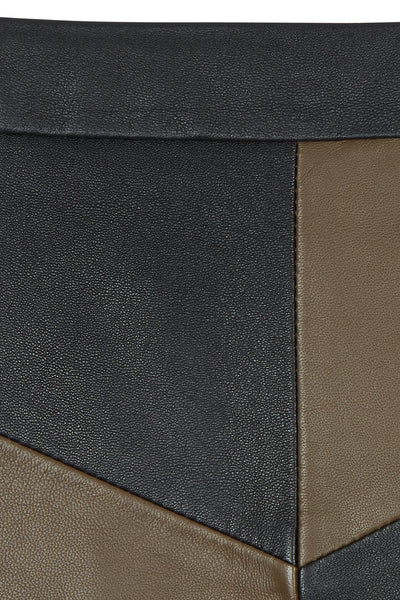 Black Mari Leather Chevron Skirt