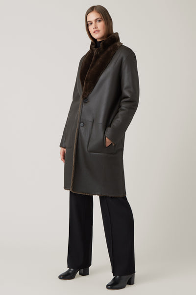 Dark Olive Sigrid Reversible Shearling