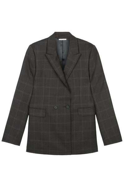 Dark Pecan Fran Wool Check Blazer