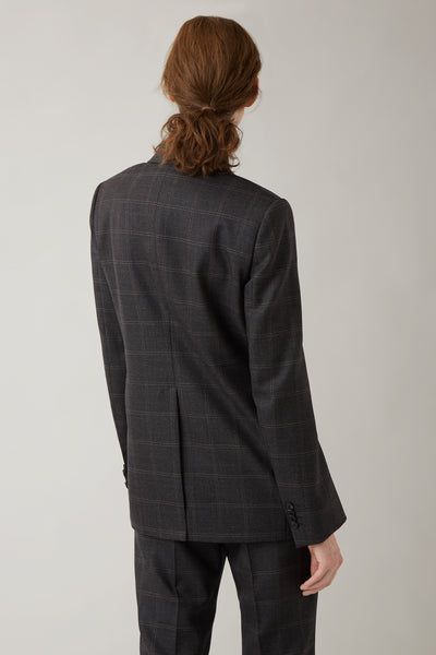 Dark Pecan Fran Wool Check Blazer