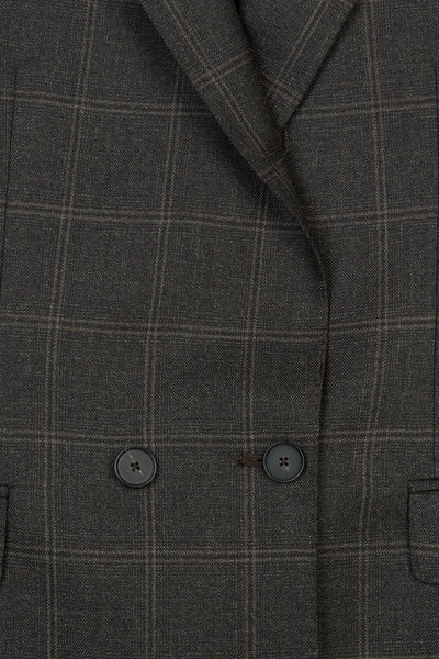 Dark Pecan Fran Wool Check Blazer