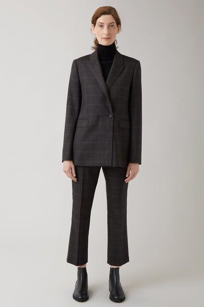 Dark Pecan Fran Wool Check Blazer