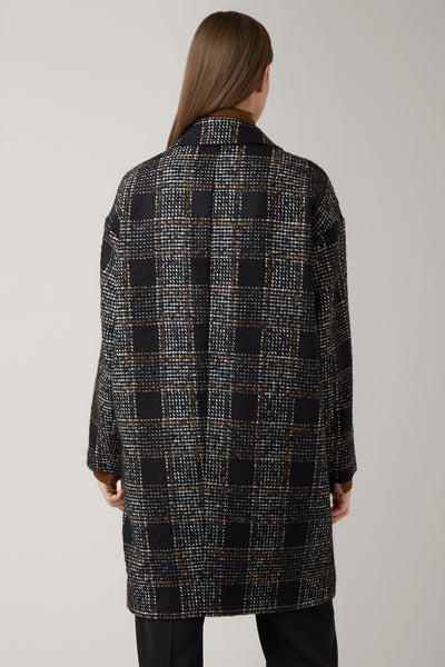 Black/Nutmeg Mona Wool Check Coat