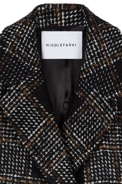 Black/Nutmeg Mona Wool Check Coat