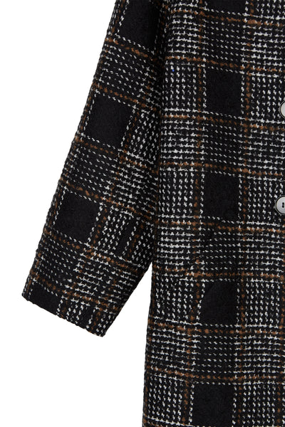 Black/Nutmeg Mona Wool Check Coat