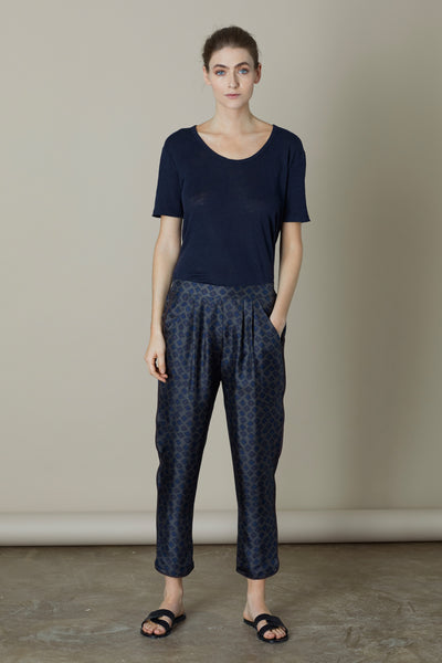 Navy Uma Silk Trousers