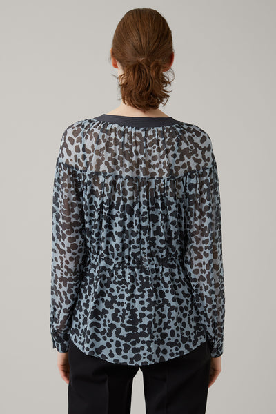 Ice/Graphite Odette Silk Keyhole Wrap Top