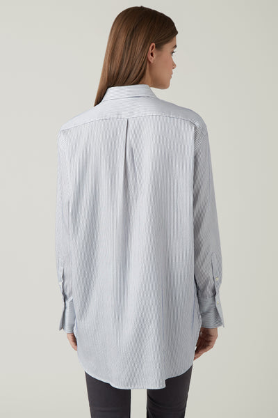 Steel Taylor Silk/Cotton Oversized Stripe Shirt