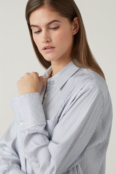 Steel Taylor Silk/Cotton Oversized Stripe Shirt