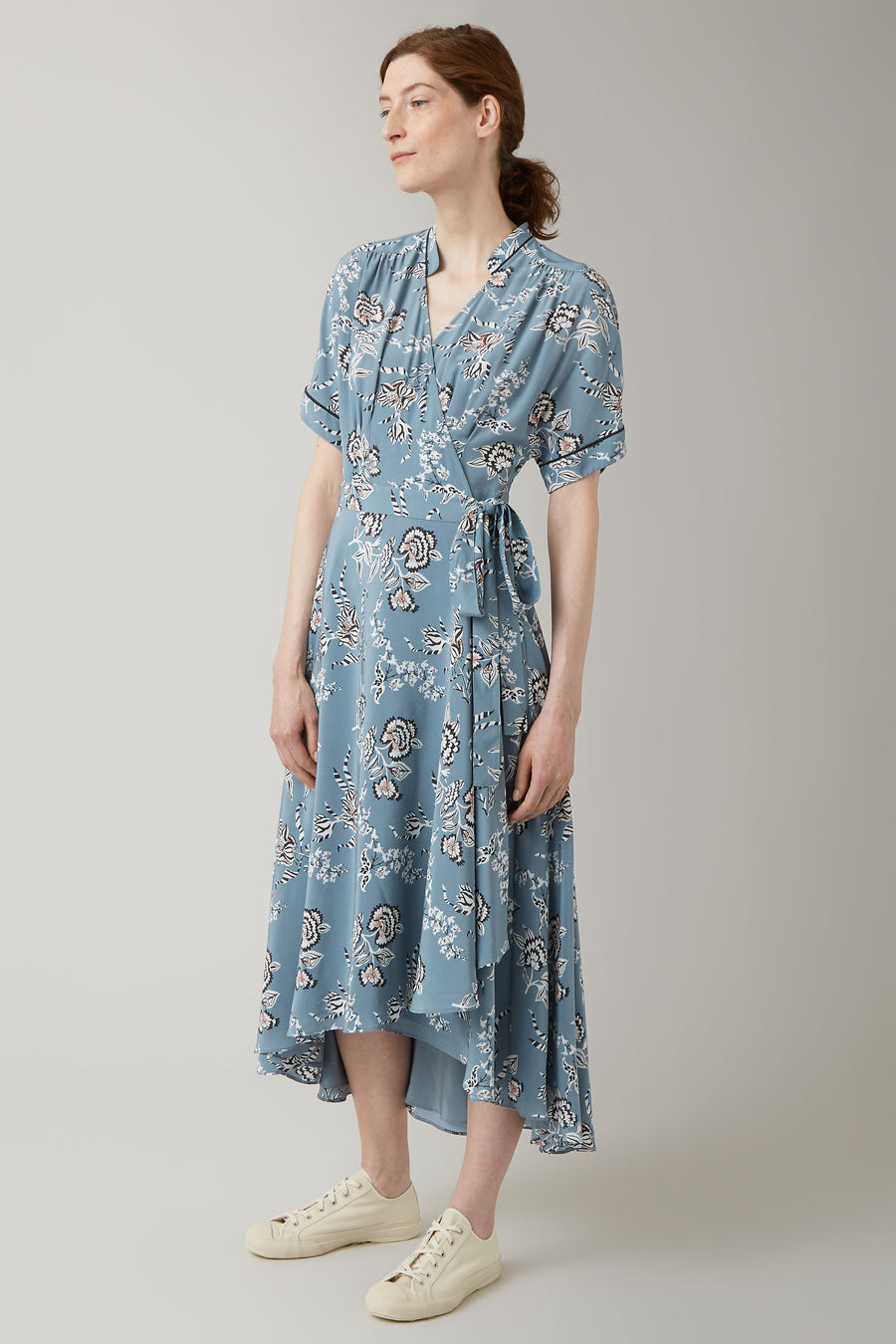 Steel Rianne Silk Ruffle Hem Kimono Dress