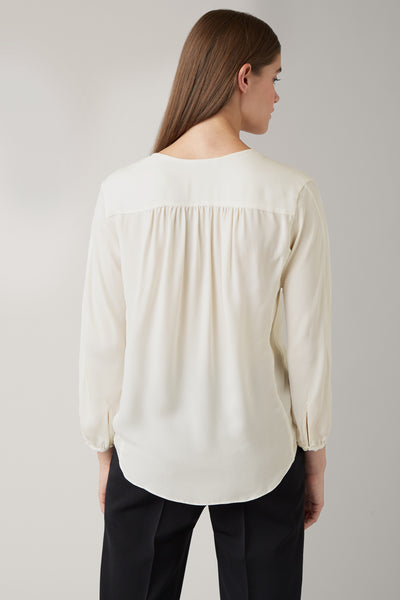 Latte Maeve Silk Panelled V Neck Blouse