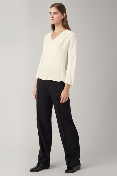 Latte Maeve Silk Panelled V Neck Blouse