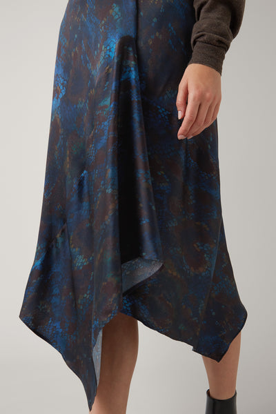 Ink/Nutmeg Irina Silk Printed Skirt