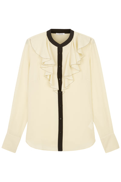 Darklatte/Black Fay Silk Frill Blouse