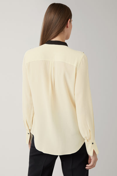 Darklatte/Black Fay Silk Frill Blouse