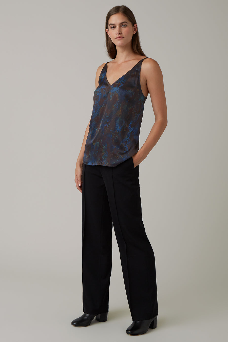 Ink/Nutmeg Zarina Silk Snake Skin Cami